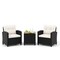 3-Piece PE Rattan Outdoor Furniture Set with Tempered Glass Table and Cushioned Armchairs